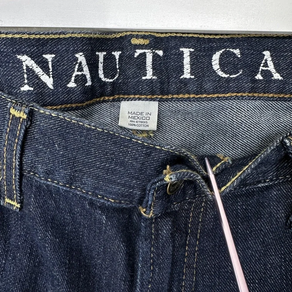 Nautica Jeans Mens 34x32 (Actual 36x32) Blue Dark Wash Classic Straight 5Pocket